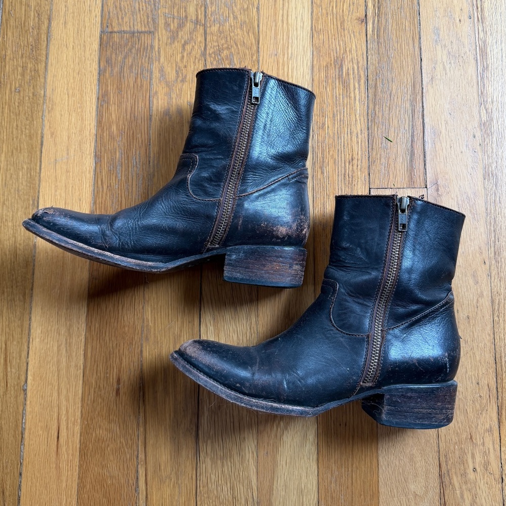 Rare* Freebird Black Leather Ankle Boots with Side Zippers 8